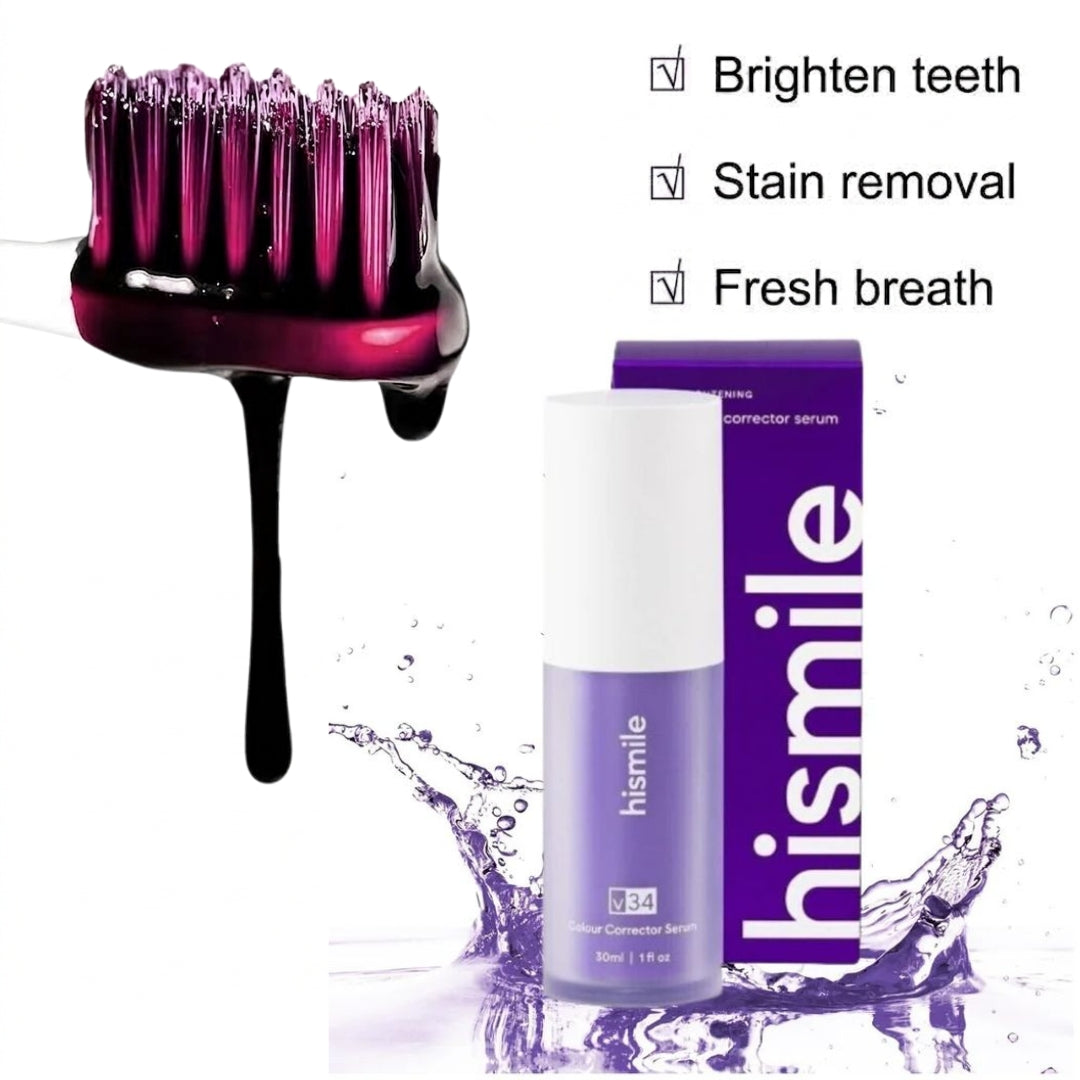 HiSmile V34 Teeth Whitening Purple Toothpaste – Color Corrector Serum for Yellow Stain Removal & Bright White Teeth