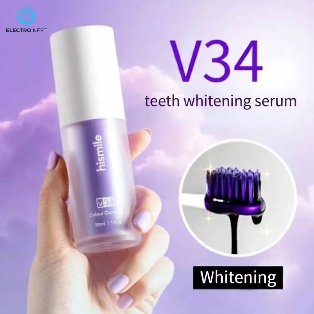 HiSmile V34 Teeth Whitening Purple Toothpaste – Color Corrector Serum for Yellow Stain Removal & Bright White Teeth