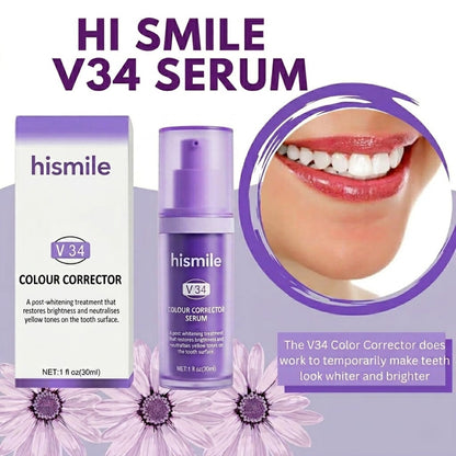 HiSmile V34 Teeth Whitening Purple Toothpaste – Color Corrector Serum for Yellow Stain Removal & Bright White Teeth
