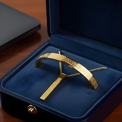 BUY 1 Aytul Kursi Bracelet GET 1 Bar Necklace FREE - 18K Gold Plated, Silver Plated & Black