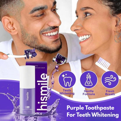 HiSmile V34 Teeth Whitening Purple Toothpaste – Color Corrector Serum for Yellow Stain Removal & Bright White Teeth