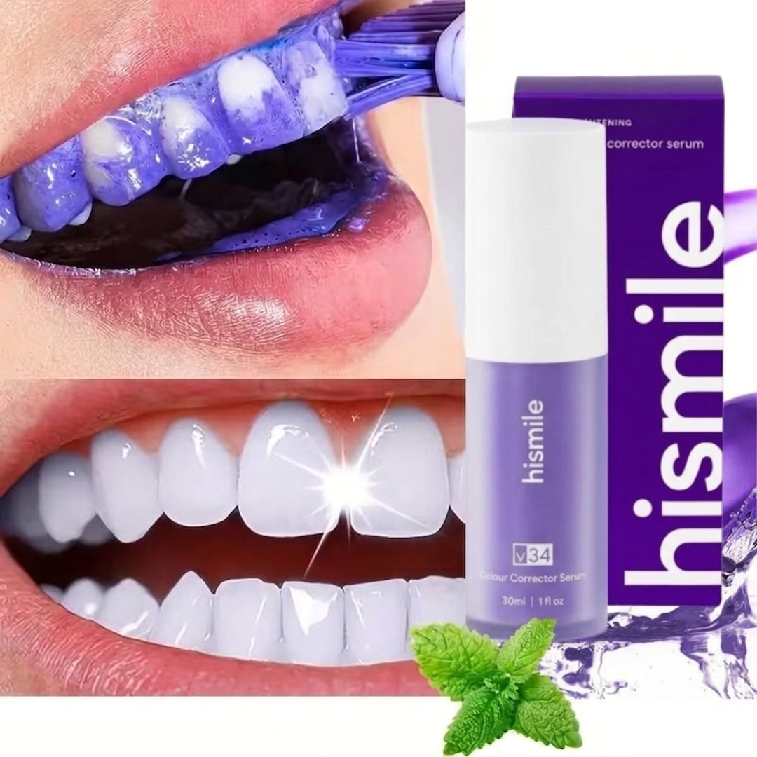 HiSmile V34 Teeth Whitening Purple Toothpaste – Color Corrector Serum for Yellow Stain Removal & Bright White Teeth