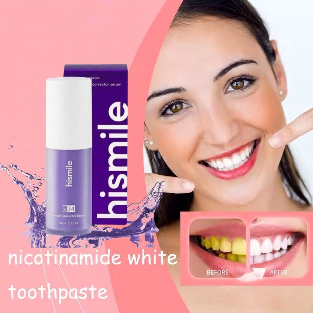 HiSmile V34 Teeth Whitening Purple Toothpaste – Color Corrector Serum for Yellow Stain Removal & Bright White Teeth