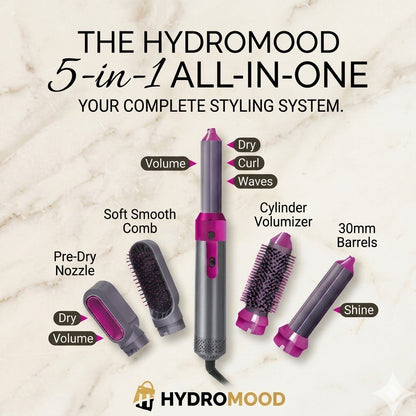 5-in-1 Ceramic Air Wrap Hair Styler – Hot Air Brush, Curler, Straightener & Volumizer