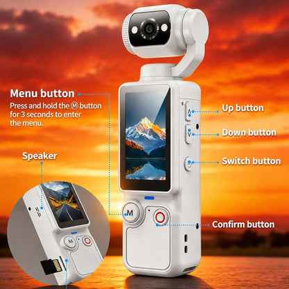 Body Camera with 180° Rotating Lens – Portable Wearable Mini Camera