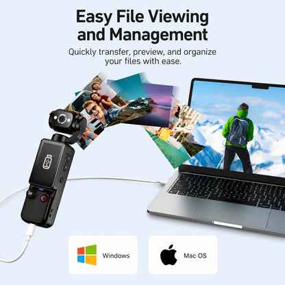 Body Camera with 180° Rotating Lens – Portable Wearable Mini Camera