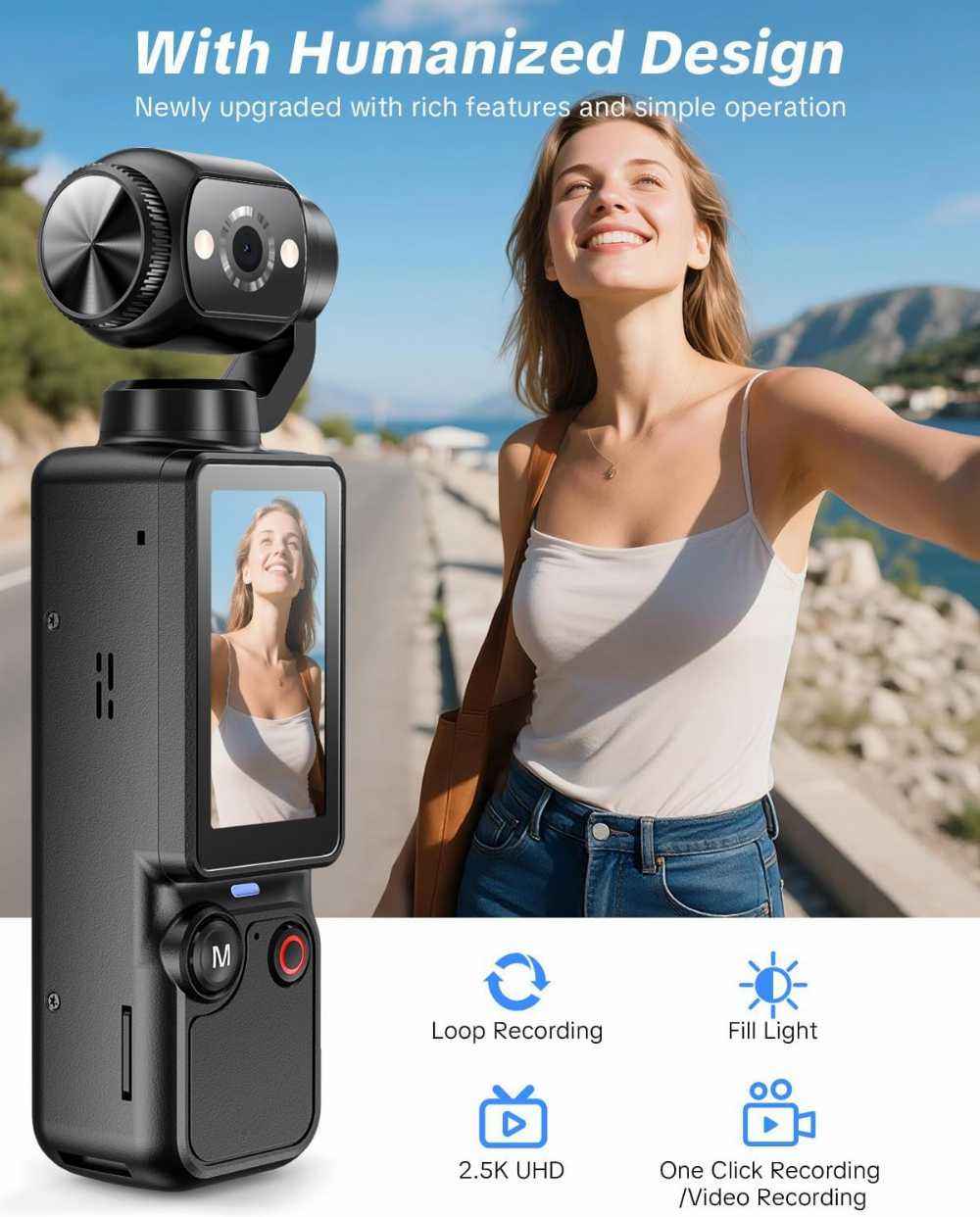 Body Camera with 180° Rotating Lens – Portable Wearable Mini Camera