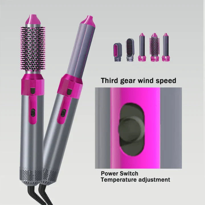 5-in-1 Ceramic Air Wrap Hair Styler – Hot Air Brush, Curler, Straightener & Volumizer