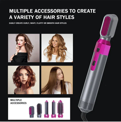 5-in-1 Ceramic Air Wrap Hair Styler – Hot Air Brush, Curler, Straightener & Volumizer