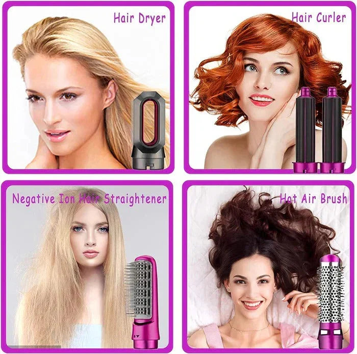 5-in-1 Ceramic Air Wrap Hair Styler – Hot Air Brush, Curler, Straightener & Volumizer